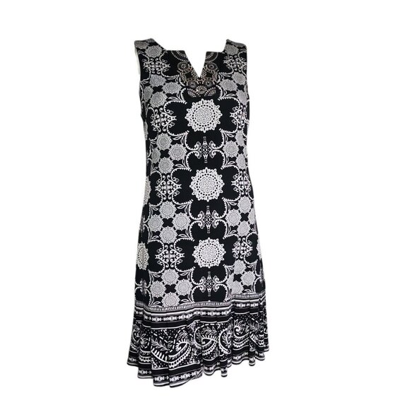 41 HAWTHORN Stitch Fix Black White Sleeveless Jeweled Dress Womens Size S Small - Picture 1 of 8